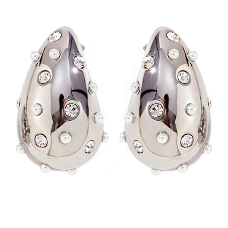 Wholesale Hollow Water Drop Titanium Steel Earrings ACC-ES-QianHui001