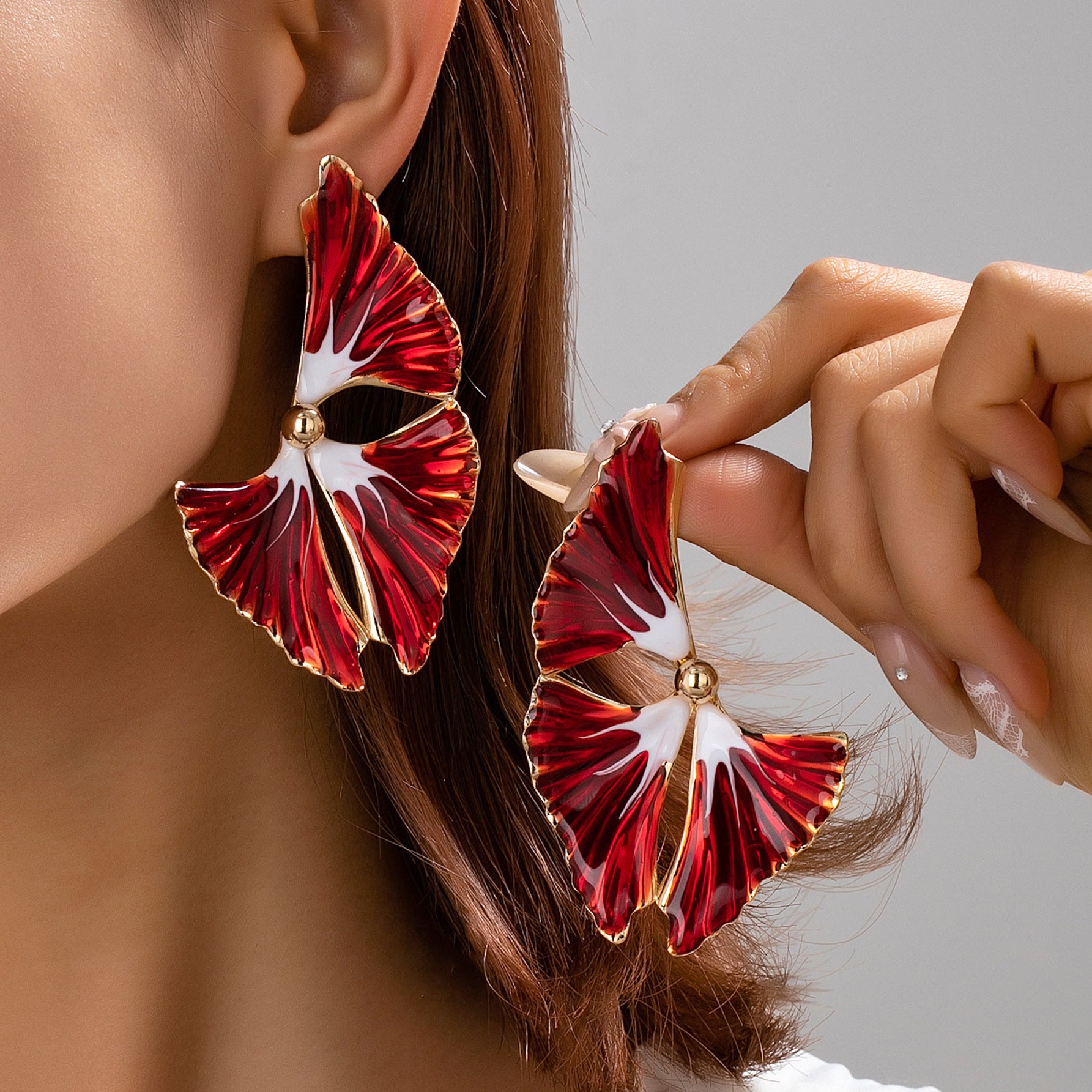 Wholesale Gradient Drip Petal Flower Earrings For Women Chic Beach Vacation Jewelry Accessory Party Gift Boutique Resale