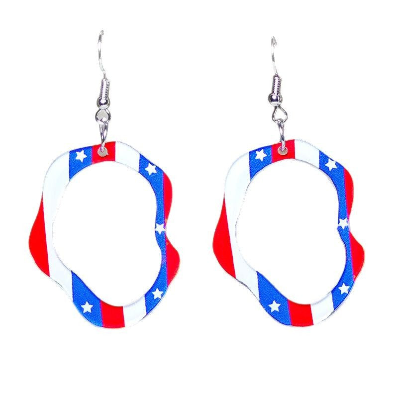 Wholesale American Independence Day Round Acrylic USA Letter Earrings
