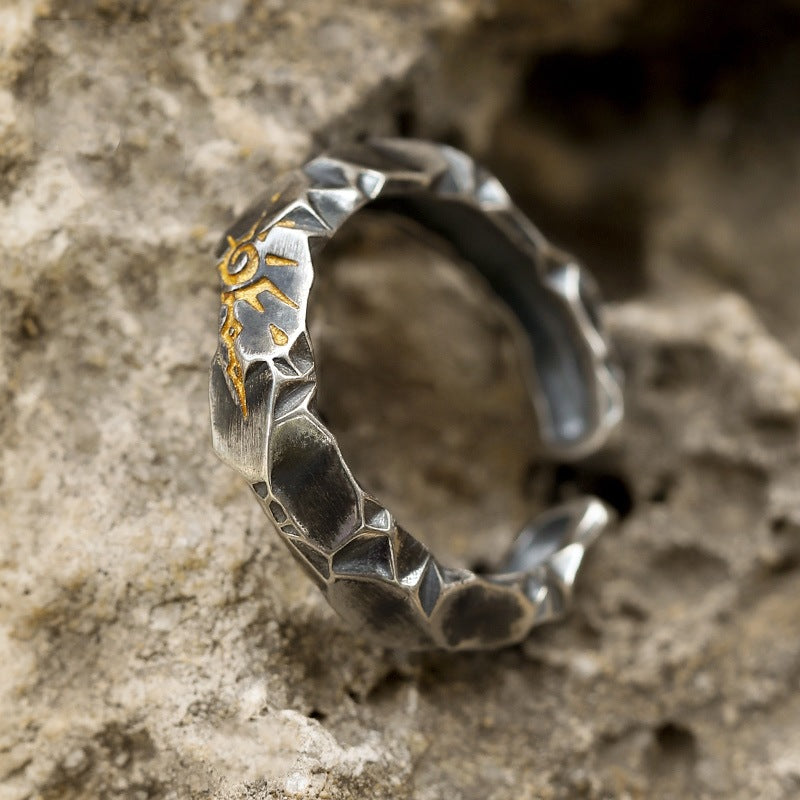 Wholesale Geometric Wishing Stone Ring Silver Plated Fashion Jewelry Accessory for Men and Women