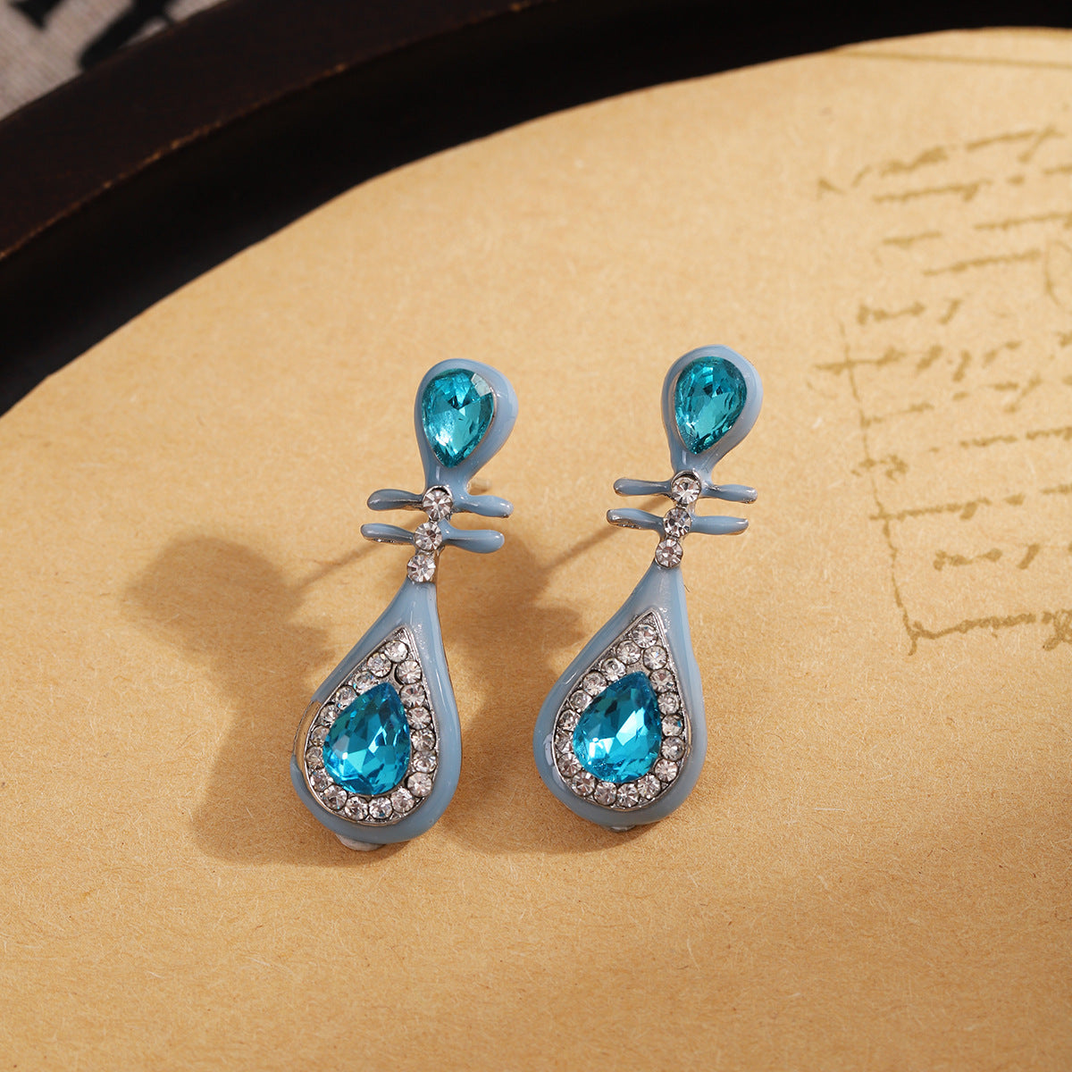Wholesale Vintage Oil Drop Blue Lute Earrings ACC-ES-ZhuiWo010