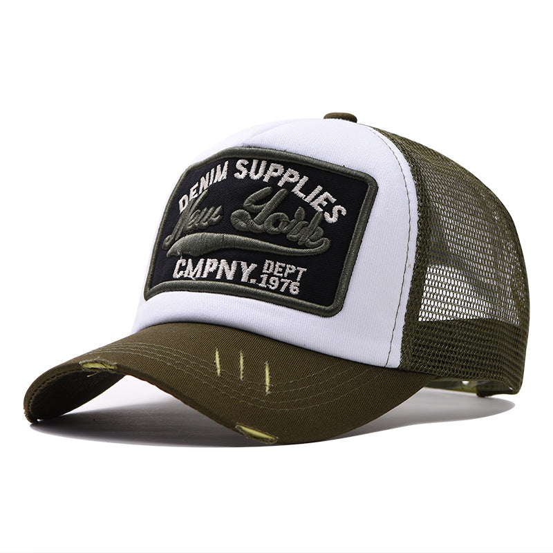 Wholesale Trendy 3D Embroidery New York Baseball Cap Cotton Mesh Patchwork For Men Summer