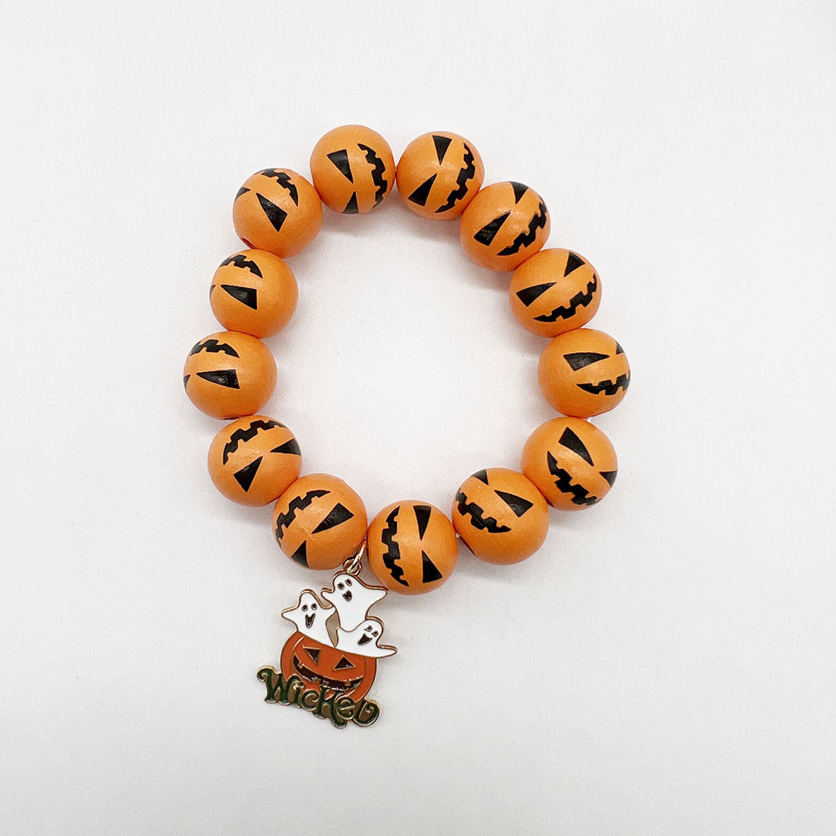 Wholesale Christmas Snowflake Christmas Tree Halloween Orange Wooden Beads Stretch Bracelet ACC-BT-Nanh005