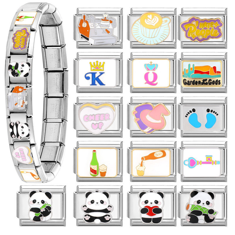 Wholesale Italian Charm Bracelet 9mm DIY Splicing Creative Pattern Titanium Steel  Composable Bracelet