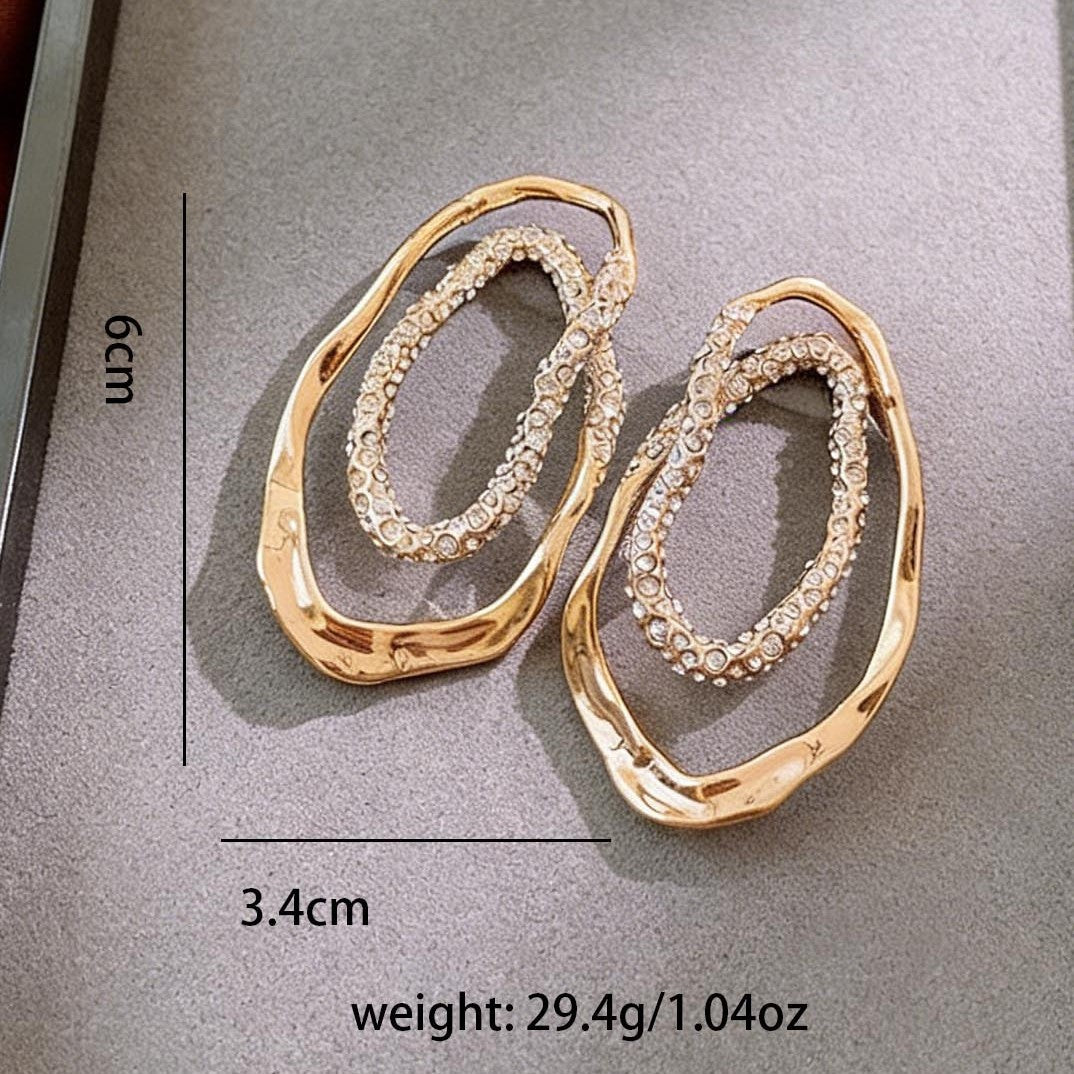Wholesale Gold Tone Zinc Alloy Double Layer Hollow Out Flower Stud Earrings Irregular Stylish Design For Boutique Resale