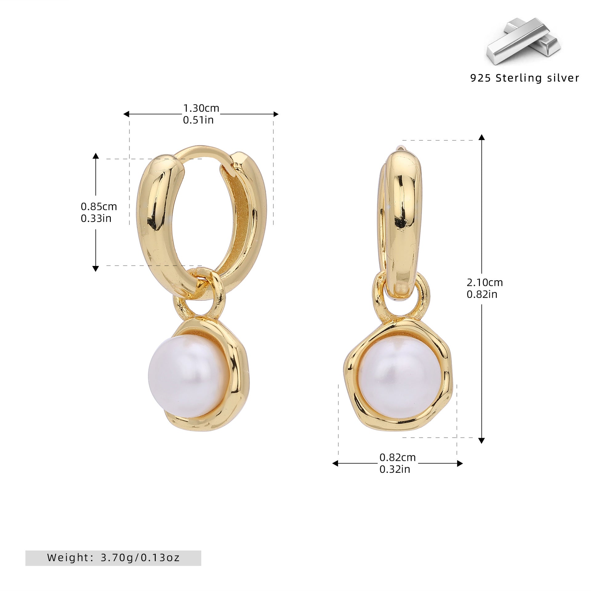 Wholesale s925  Simple Pearl Ear Buckle Fashion  Earrings