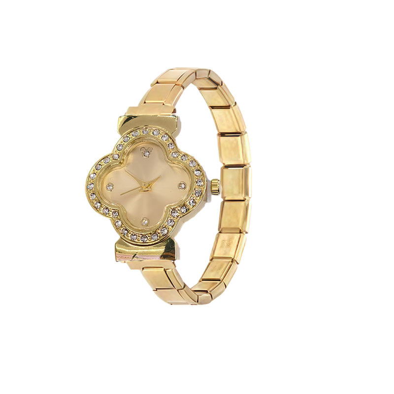 Wholesale Cross-Border Fashion Italian Modular Quartz Watch Stainless Steel Band Ins Versatile Trendy Watch Four-Leaf Clover Women' s Watch
