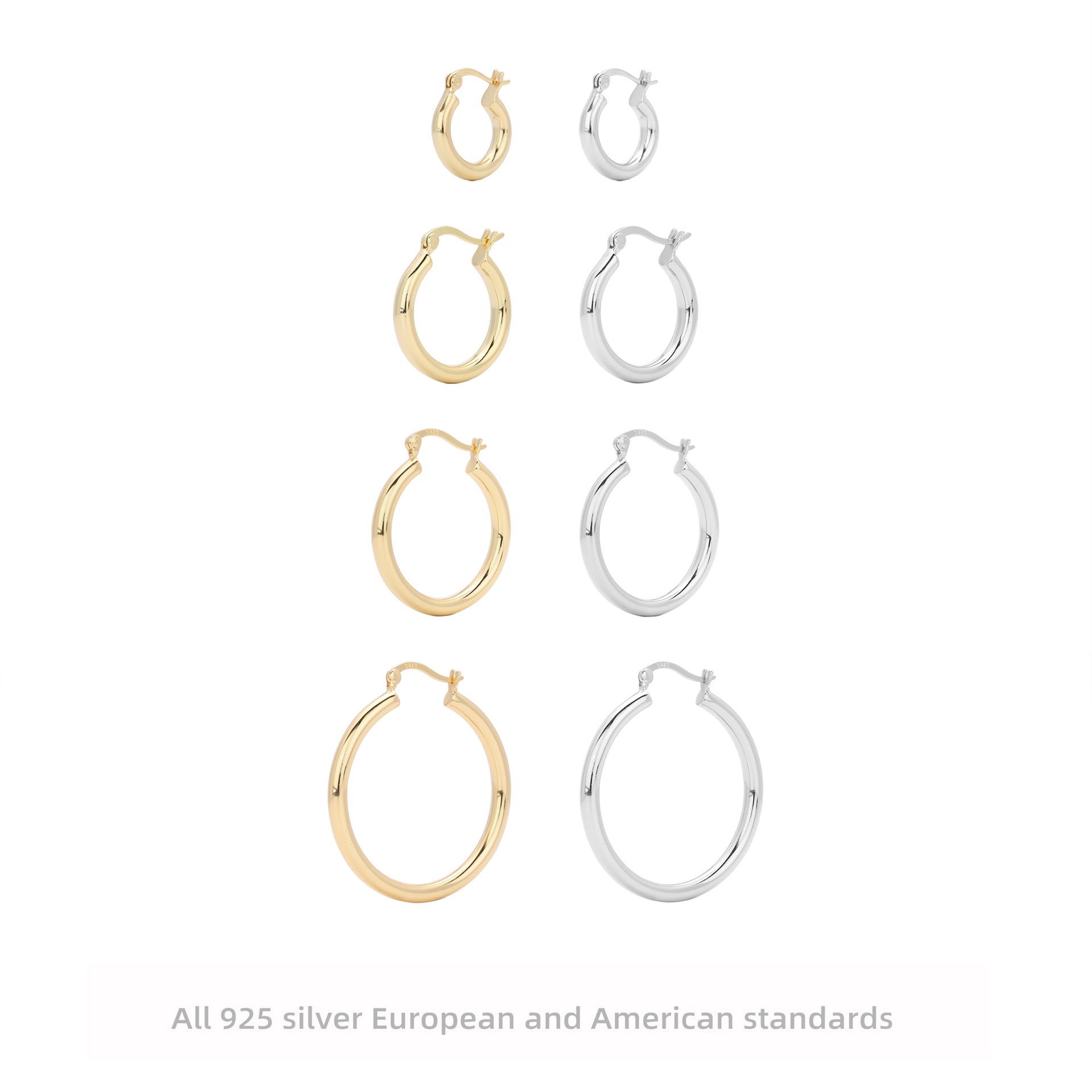 Wholesale S925 Sterling Silver Hollow Tube Ring Earrings