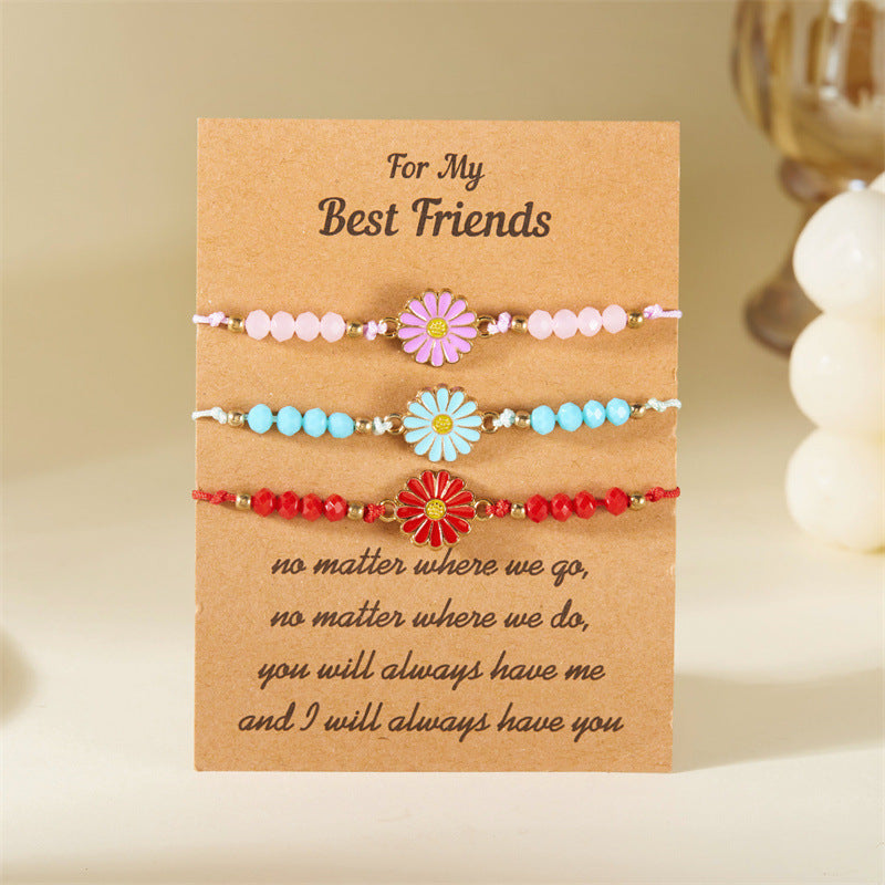 Wholesale  flower bracelet  3-piece set color daisy paper card bracelet