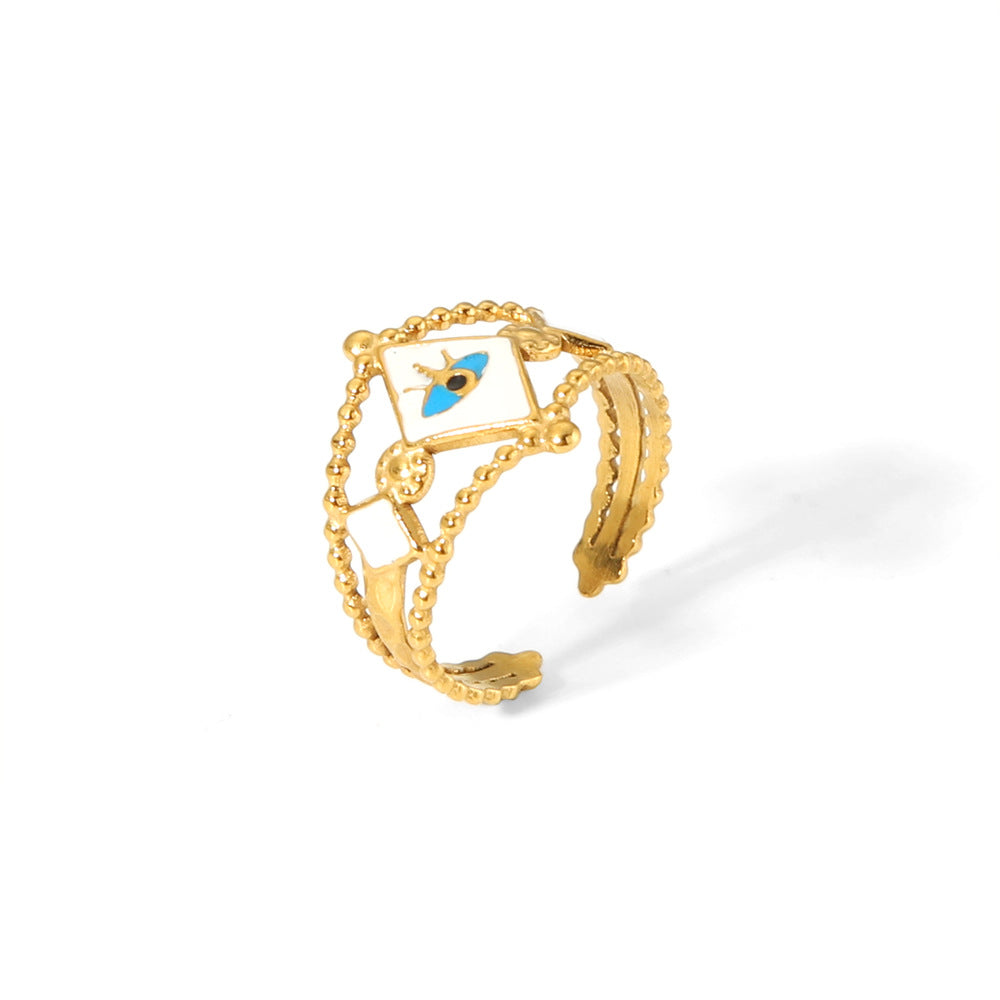 Wholesale Demon Eye Oil Drop 18K Gold Stainless Steel Rings ACC-RS-LiQuan003