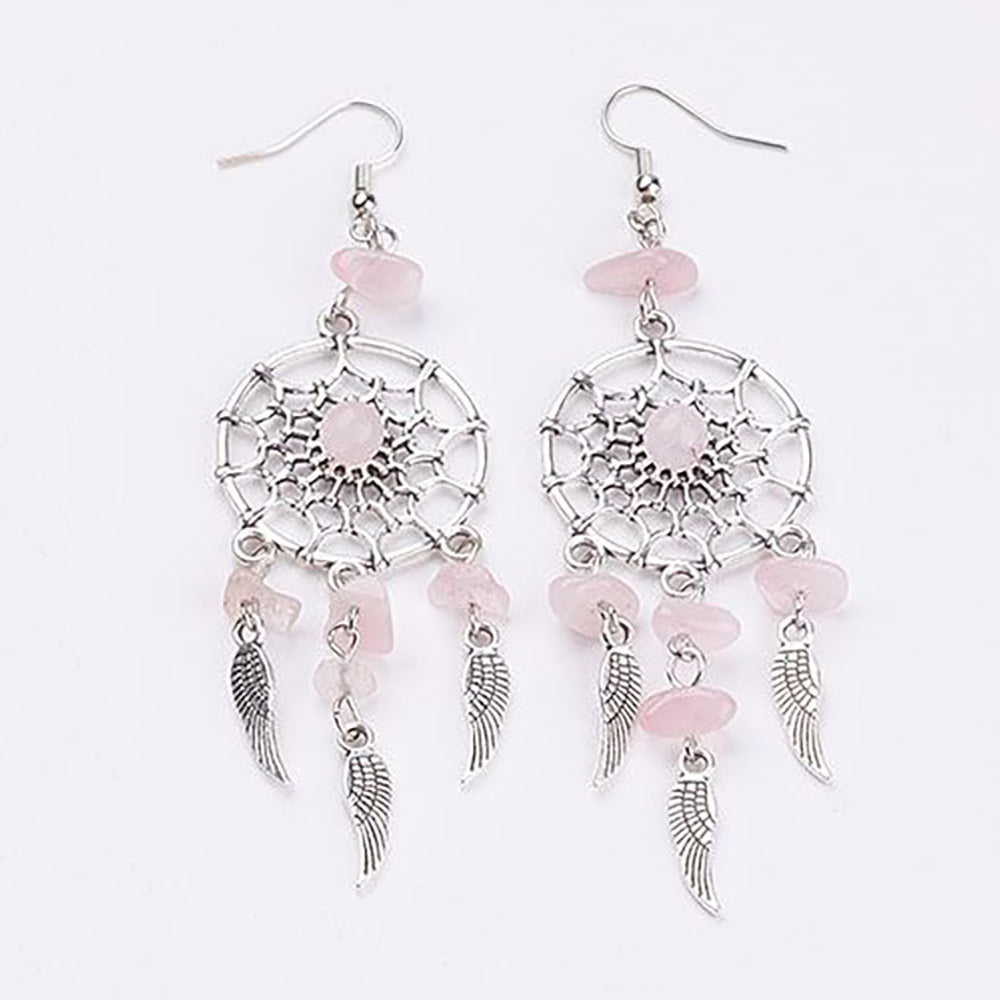 Wholesale Vintage Gravel Turquoise Gravel Dream Catcher Earrings ACC-ES-YuChan002
