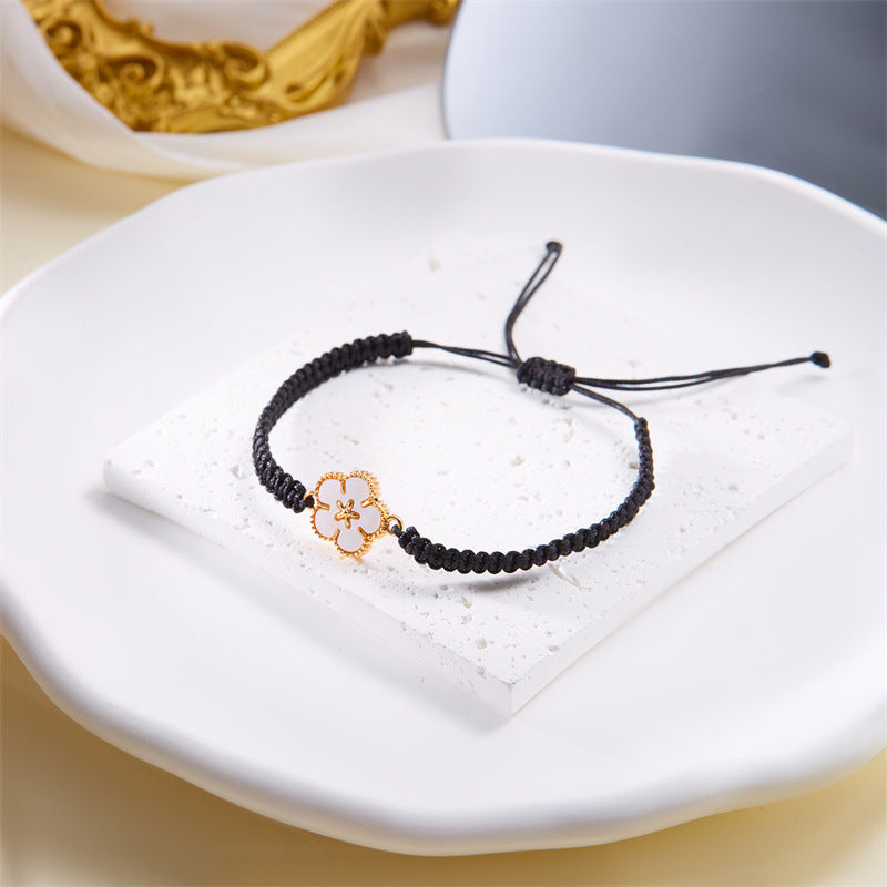 Wholesale Alloy Five-petal Flower Hand-woven Bracelet ACC-BT-FanYou003