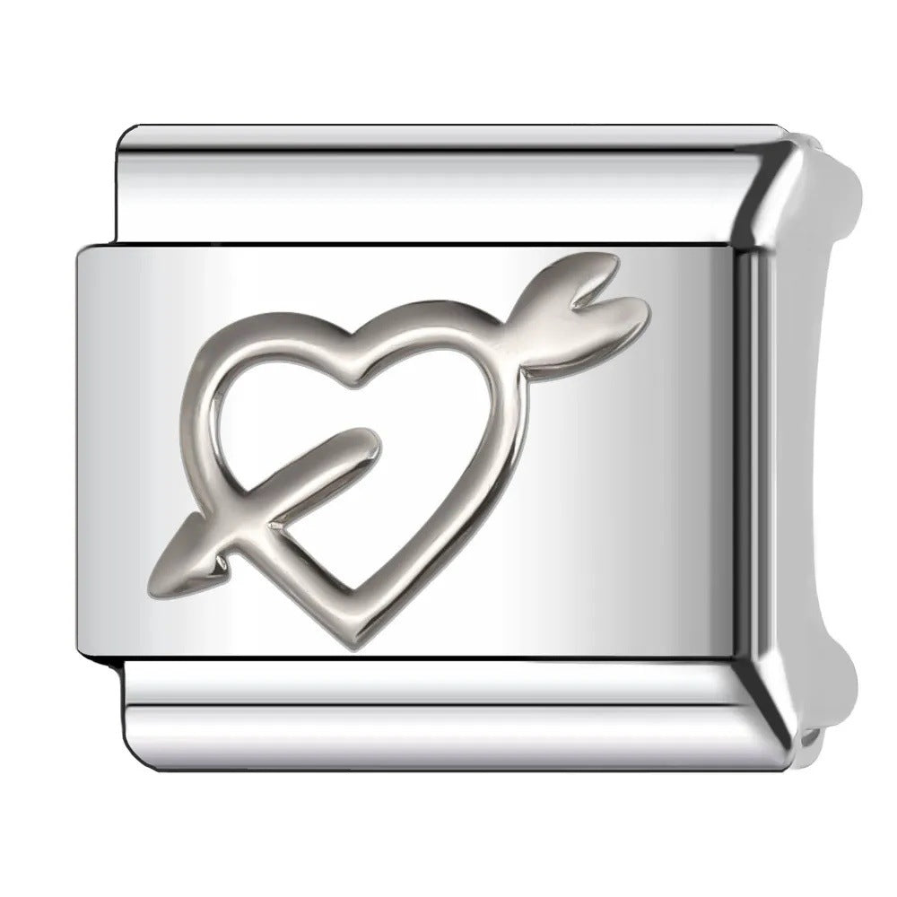 Wholesale   Italian Charm Bracelet 9mm DIY heart-shaped  Creative Stainless Steel Composable Bracelet