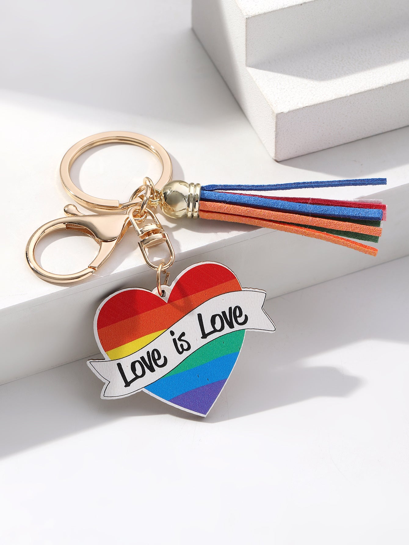 Wholesale LGBT Pride Month Rainbow Tassel Wooden Keychain ACC-KC-RongR041