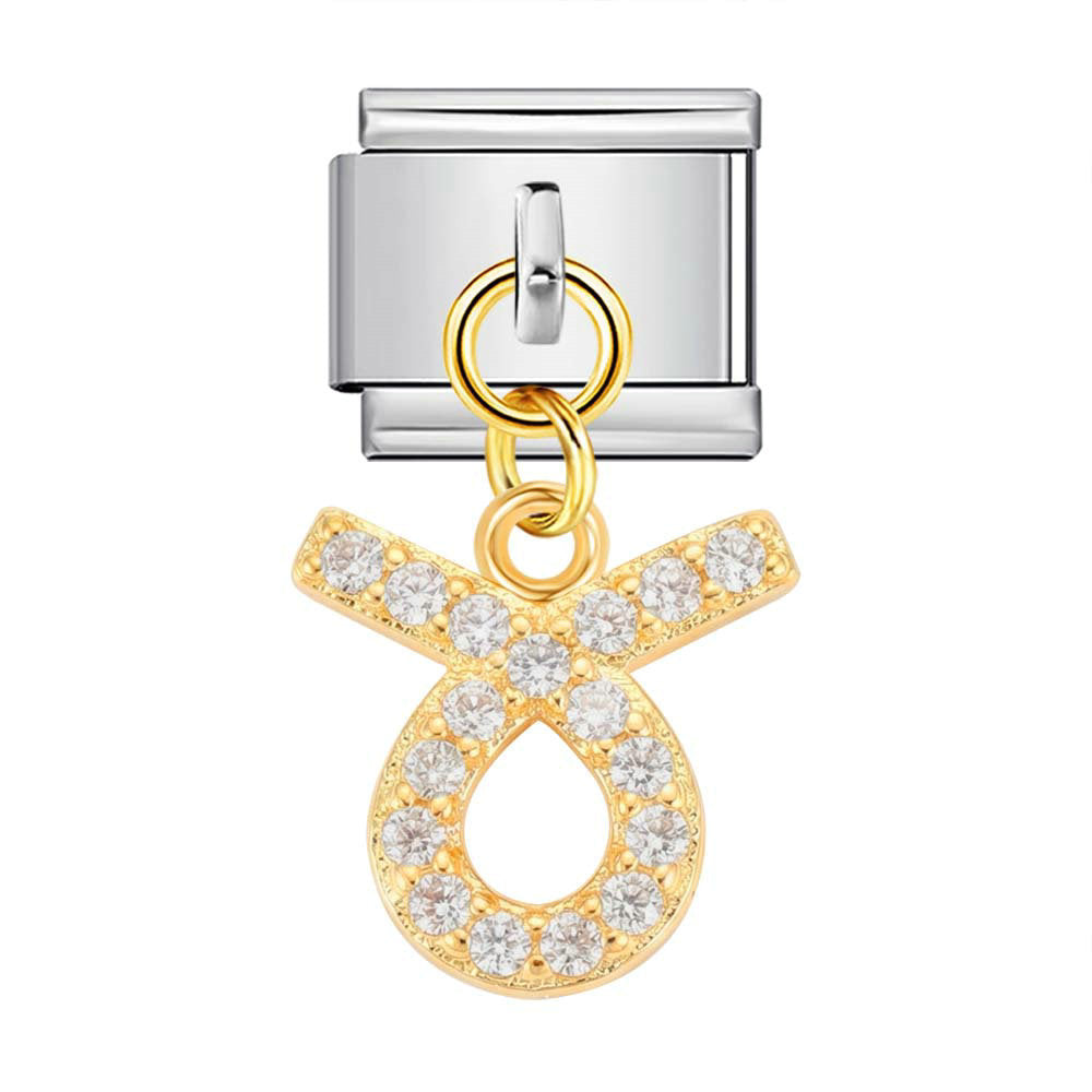 Wholesale 12 Zodiac Signs Rhinestone Pendant Bracelet Stainless Steel Fashion Jewelry Accessory Gift For Boutique Resale
