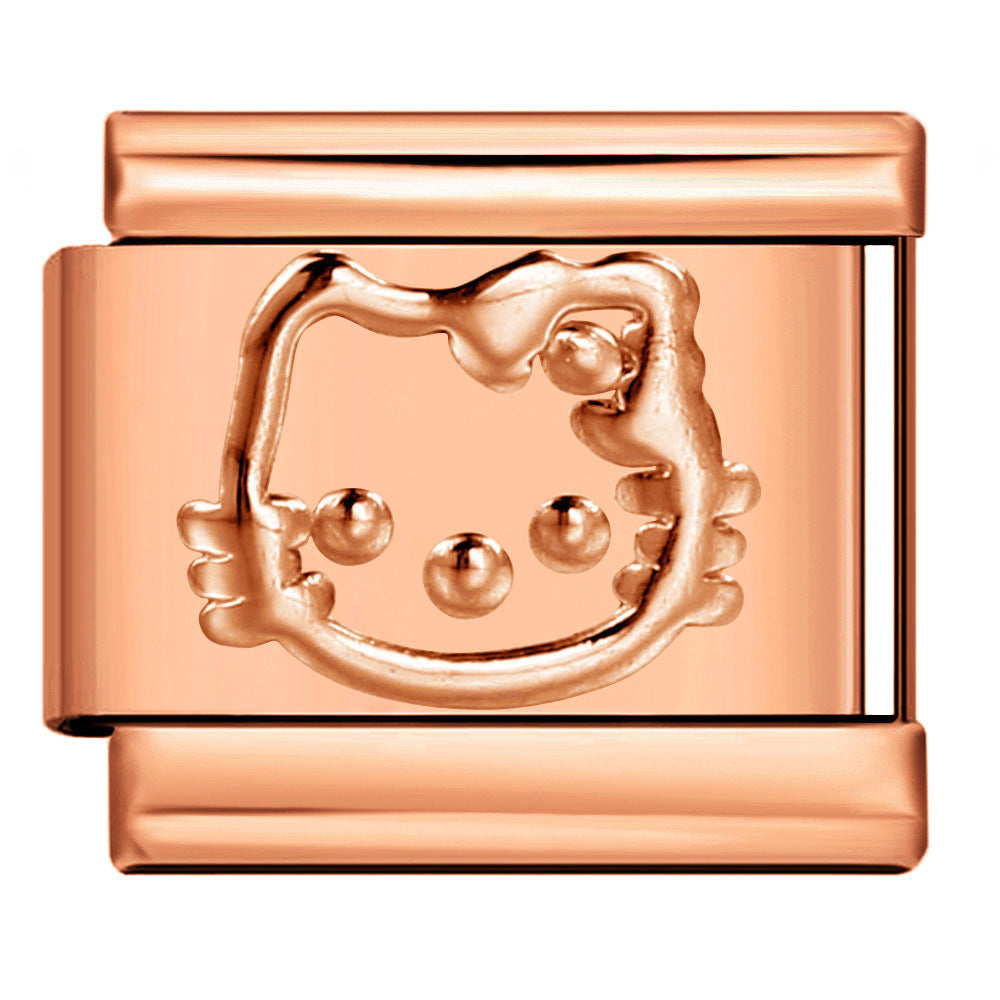 Wholesale Italian Charm Bracelet 9mm DIY Splicing Rose Gold Series Stainless Steel Composable Bracelet