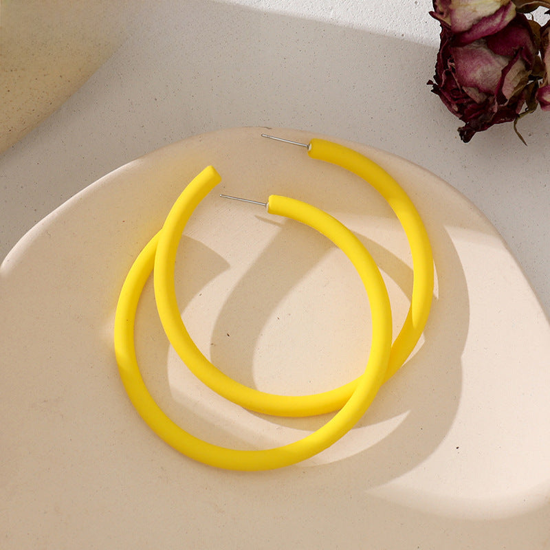 Wholesale 925 silver needles semi-round candy color C- shaped earrings