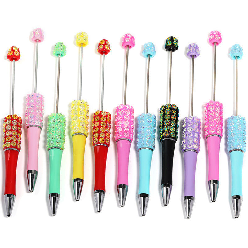 Wholesale 10pcs Beadable Pens Colorful Resin Diamond Plastic DIY Beaded Pen ACC-PN-BLG002