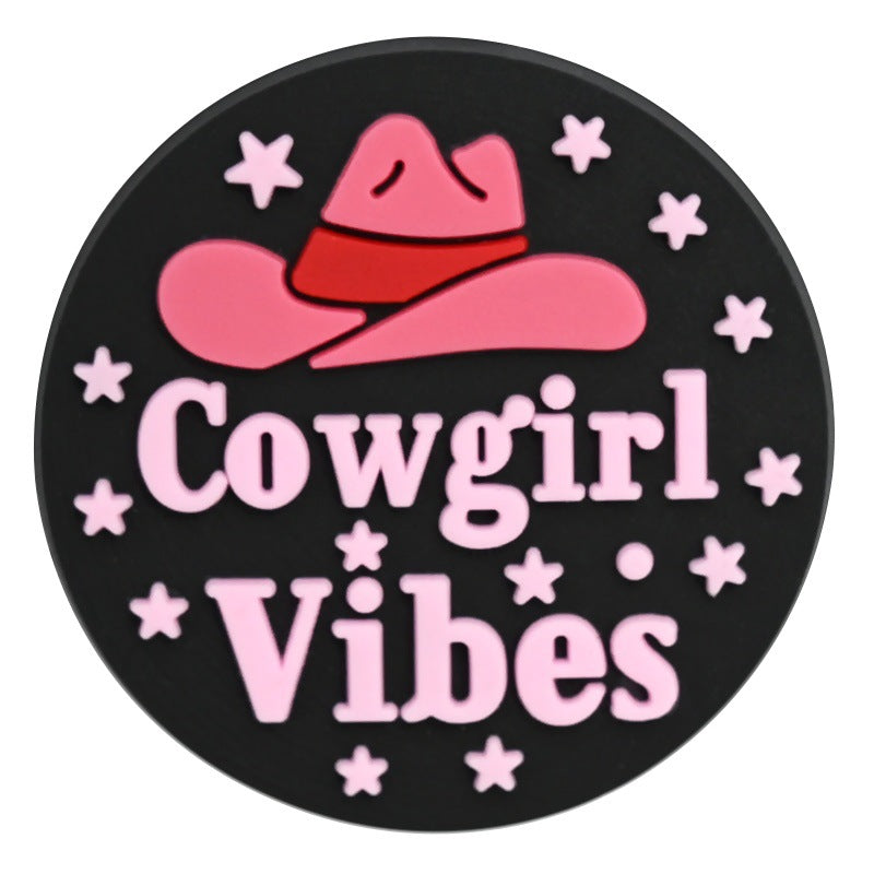 Wholesale Chic Pink Cowgirl Shoe Charms PVC Soft Rubber DIY Garden Shoe Decor