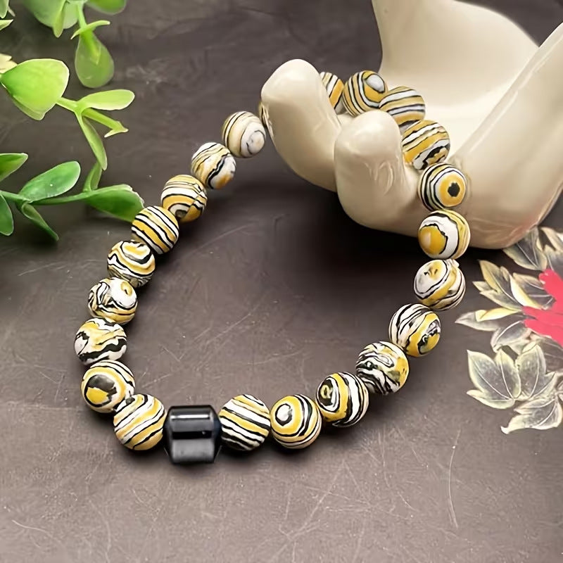 Wholesale Stone Glass Beaded Bracelet Hematite Turquoise Style Blue Geometric Unisex Everyday Wear