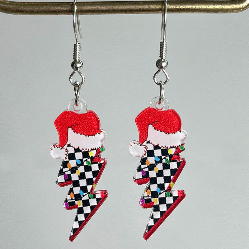 Wholesale 2 Pairs/Pack Christmas Red Wine Beer Party Santa Hat Acrylic Earrings ACC-ES-HY160