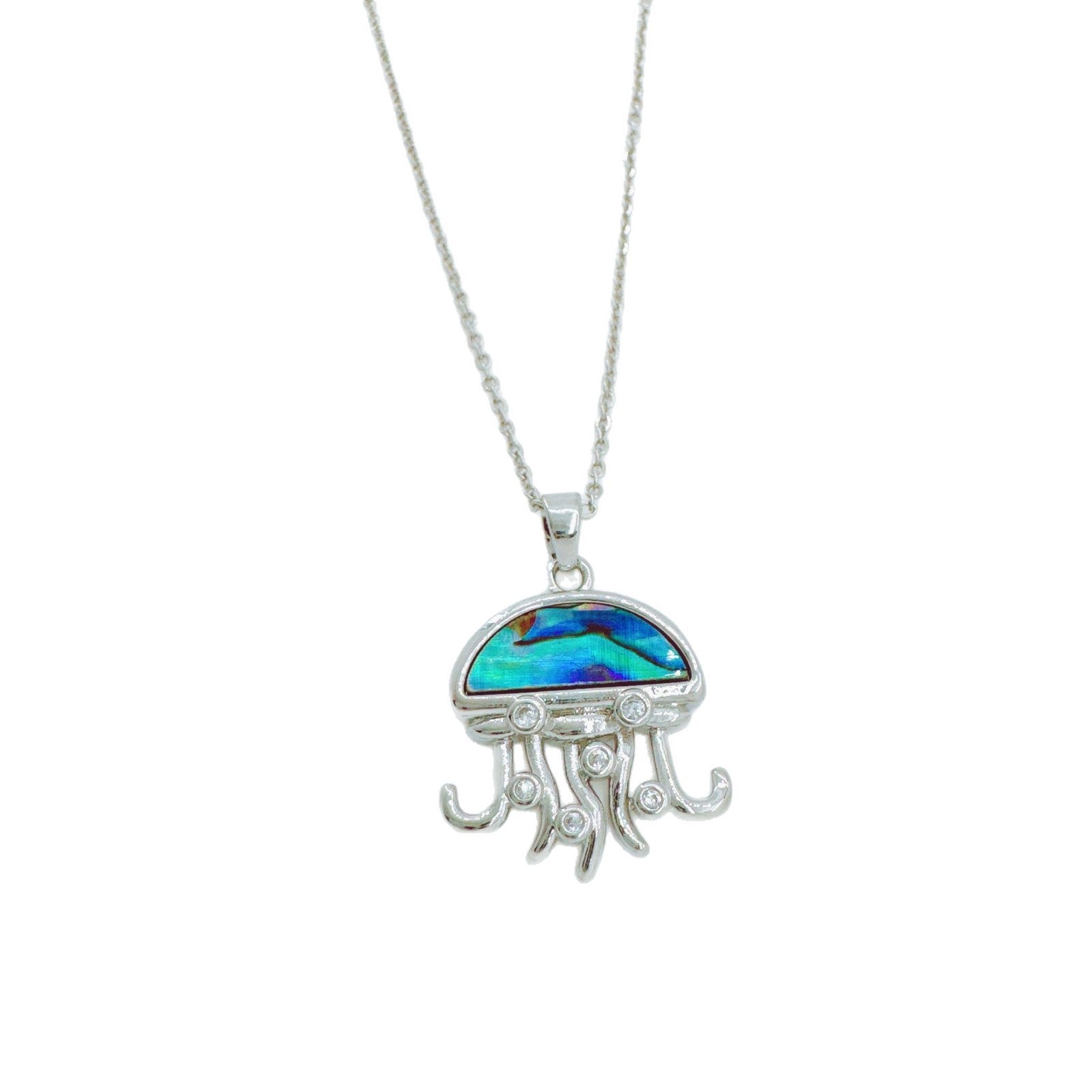 Wholesale Copper Ocean Series Micro-Set Zircon Shell Jellyfish Pendant Necklace Fashion Accessory