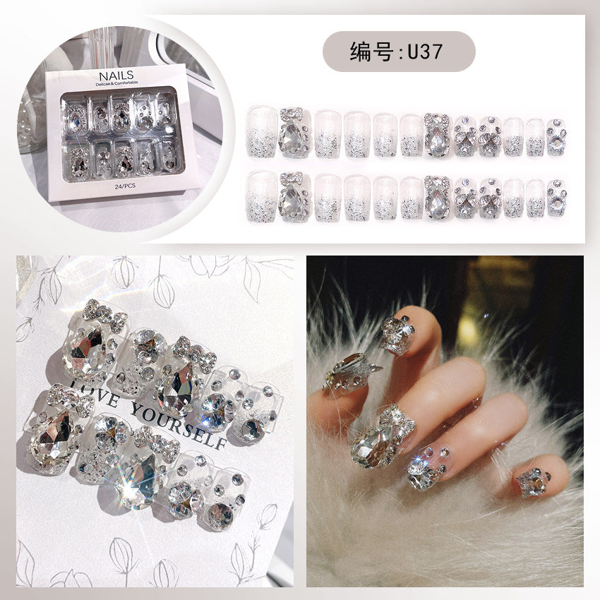 Wholesale 24 Pieces/box Large Diamond Nail Patches Press-on Nails Kits Nail Stickers ACC-NS-DiNa004