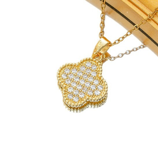 Wholesale Titanium Steel Four-Leaf Clover Pendant Necklace Fashion Jewelry Accessory for Women Boutique Resale