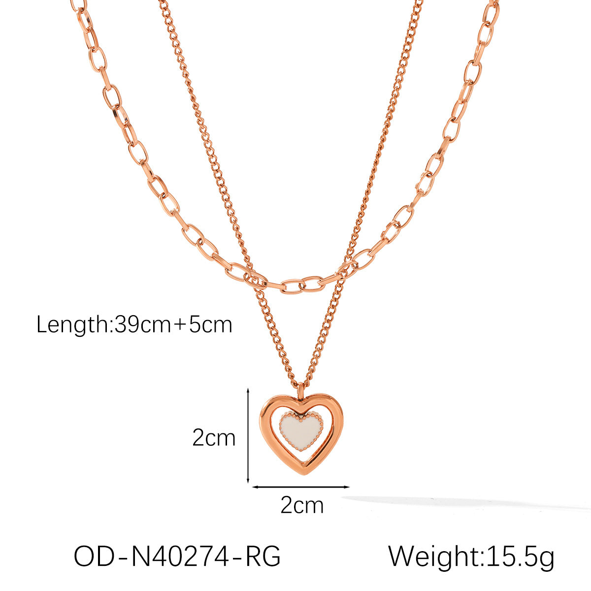 Wholesale  Stainless Steel Gold-plated Heart-shaped Pendant Necklace