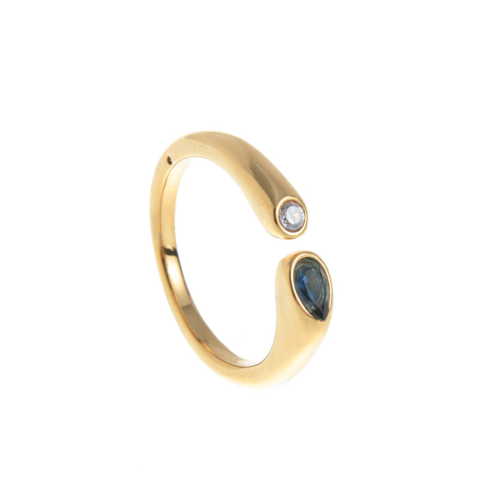 Wholesale Trendy Birthstone Ring Titanium Steel Gold Plated Geometric Oval Adjustable Fashion Accessory Resale