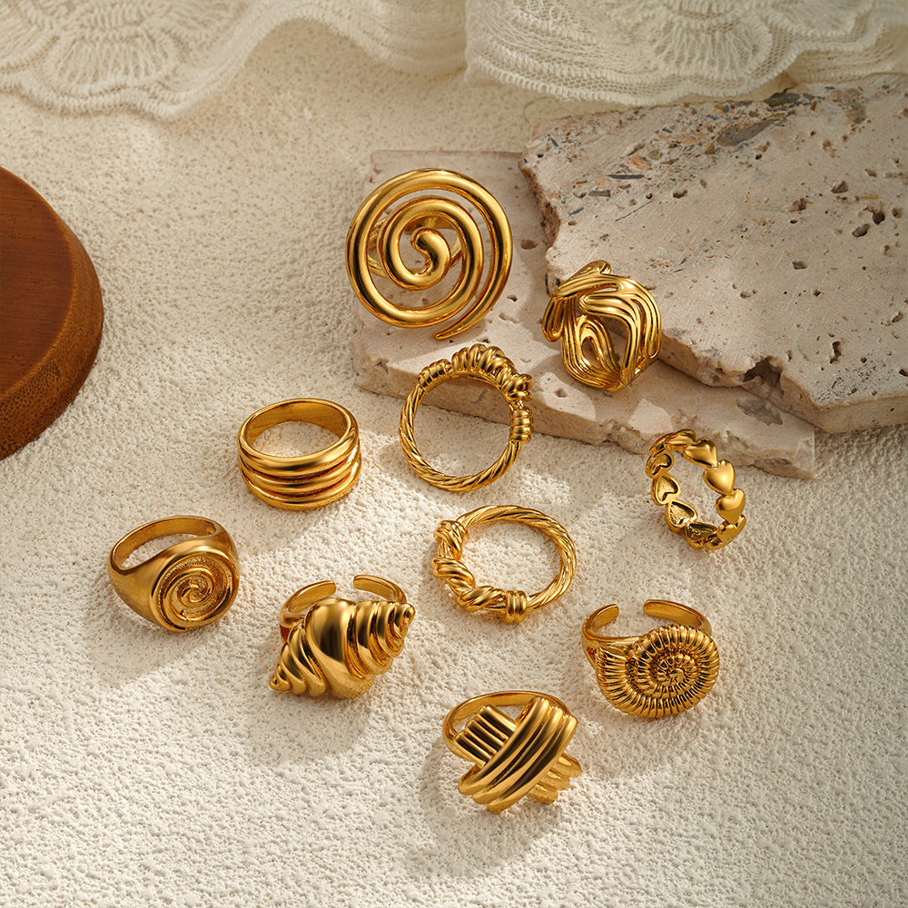 Wholesale 18K gold conch exaggerated opening ring