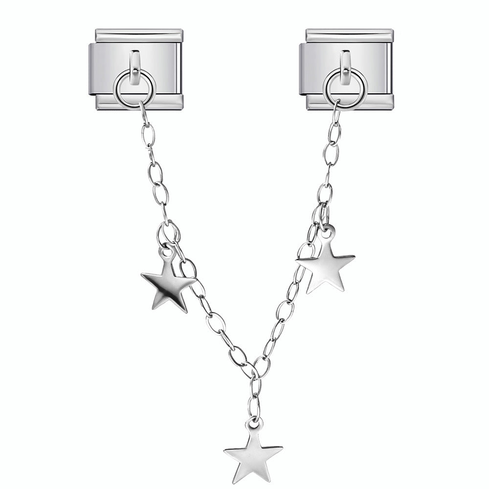 Wholesale  Italian Charm Bracelet 9mm DIY Butterfly Star Shape   Creative Stainless Steel Composable Bracelet