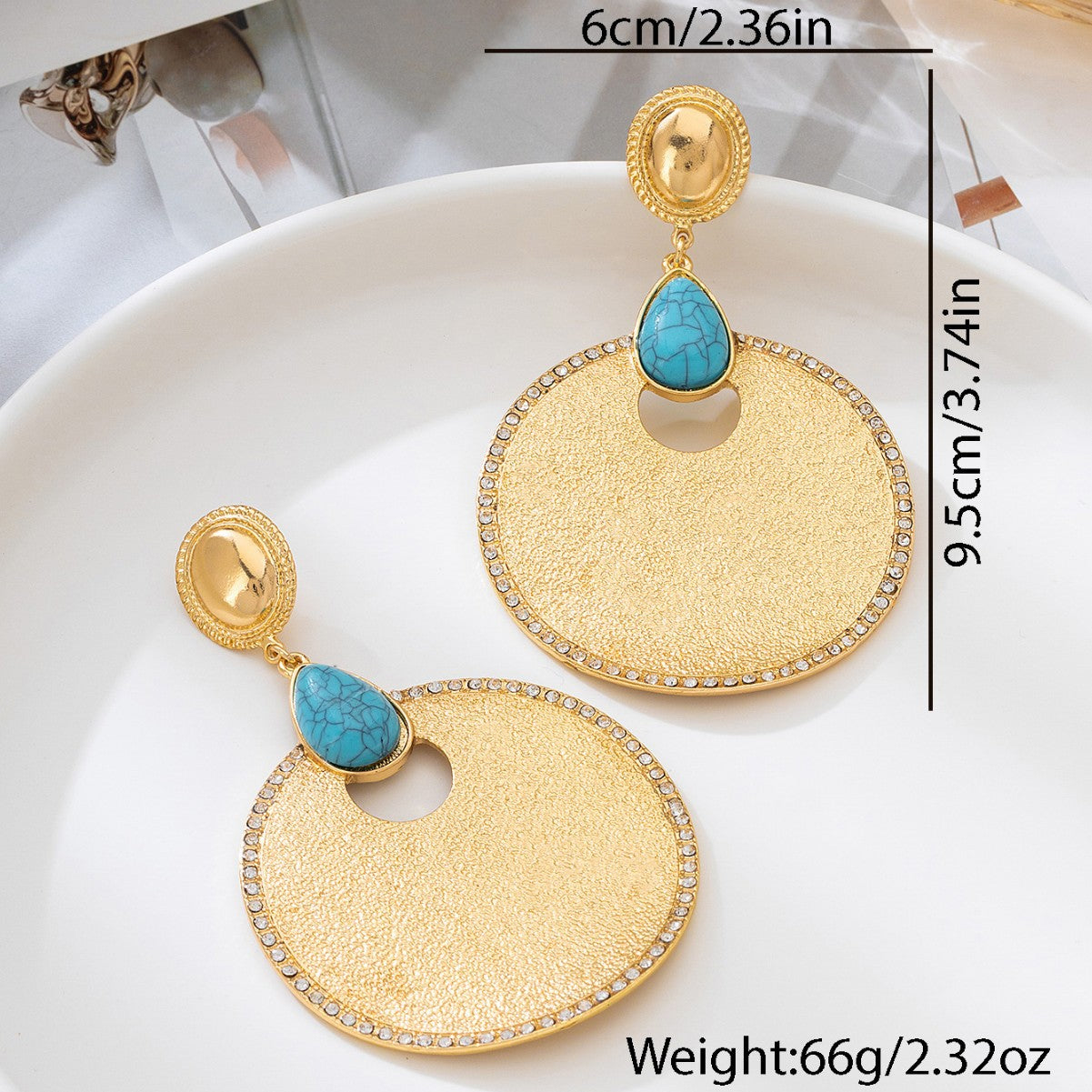 Wholesale Zinc Alloy Matte Geometric Round Earrings For Women Party Wear Fashion Accessory
