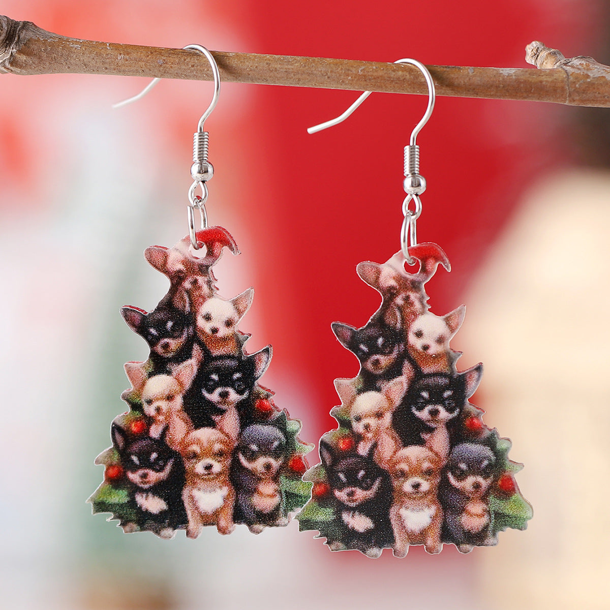 Wholesale Acrylic Christmas Dog Christmas Tree Calf Pendant Earrings ACC-ES-ChuLian114