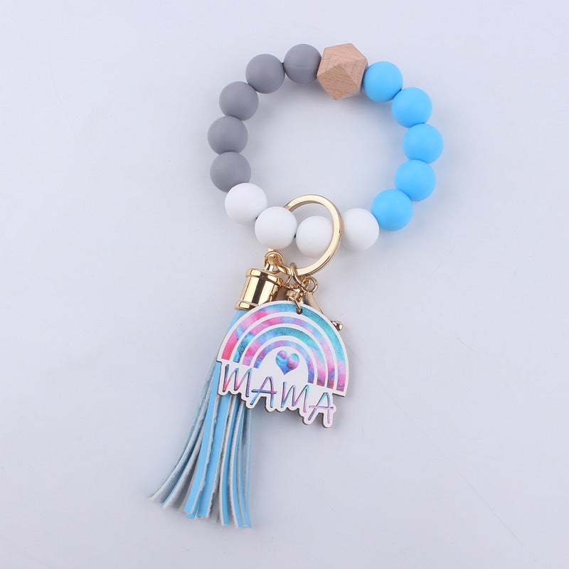 Wholesale Silicone Beaded Tassel Wrist Keychain ACC-KC-GuangTian012