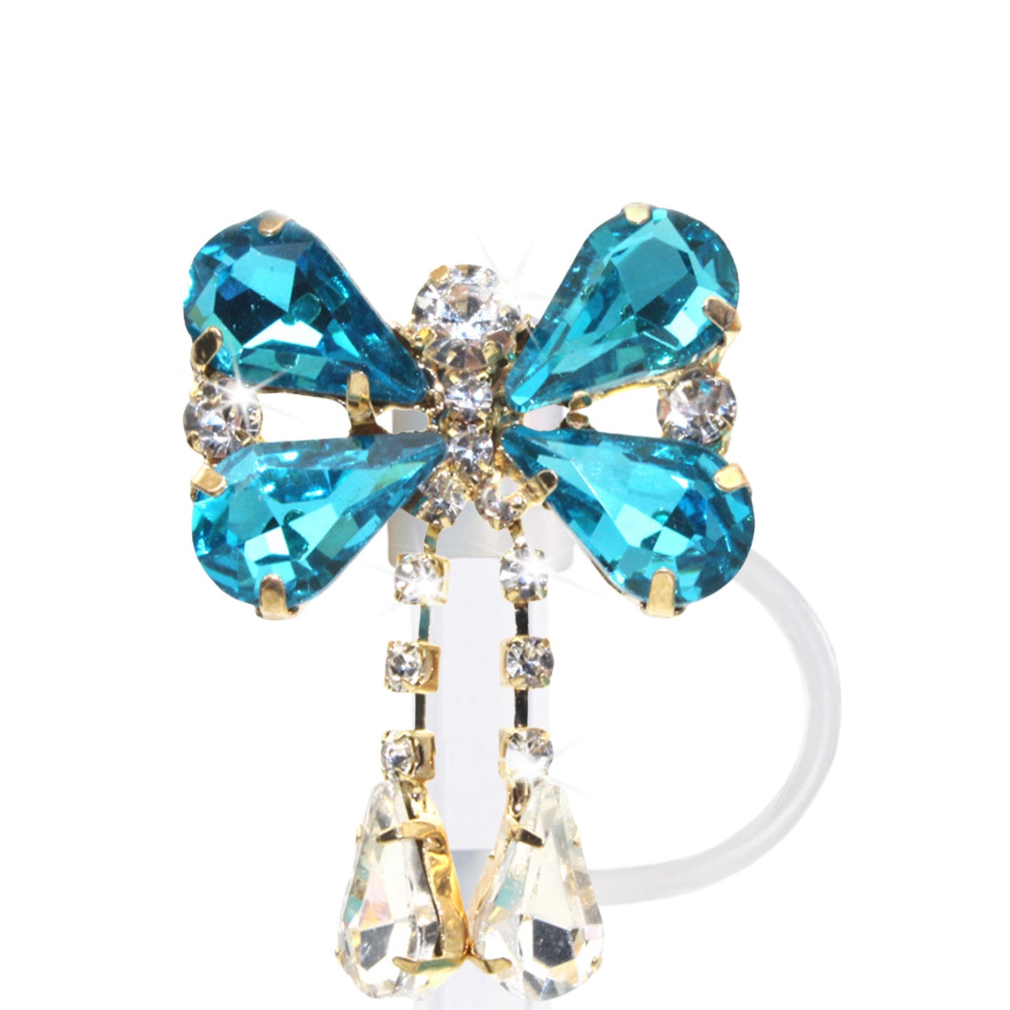 Wholesale Wholesale 50pcs Teardrop Butterfly Pendant 10mm Straw Cover Straw Tube Cap