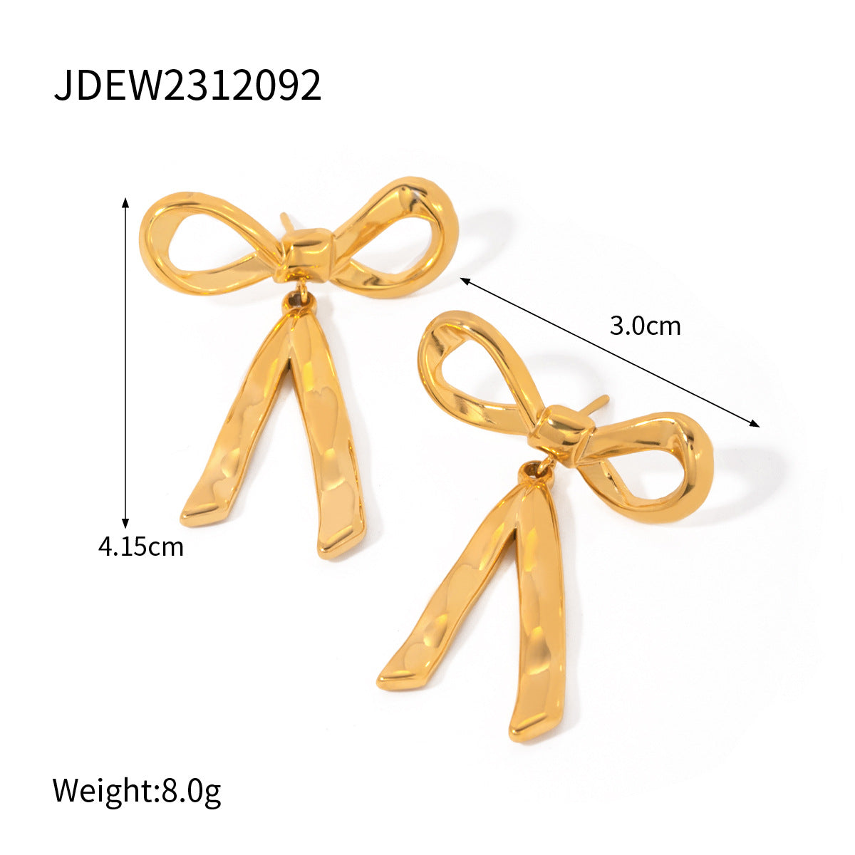 Wholesale 18k Gold Stainless Steel Earrings Bow Earrings ACC-ES-Wanx002