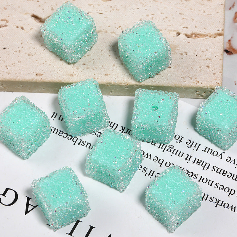Wholesale of 5pcs/pack of Water Diamonds, Soft Sugar Beads, Candy Colored Square Full Diamond Beads ACC-BDS-BLG025