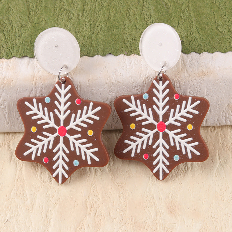Wholesale Christmas Snowflake Christmas Tree Acrylic Earrings