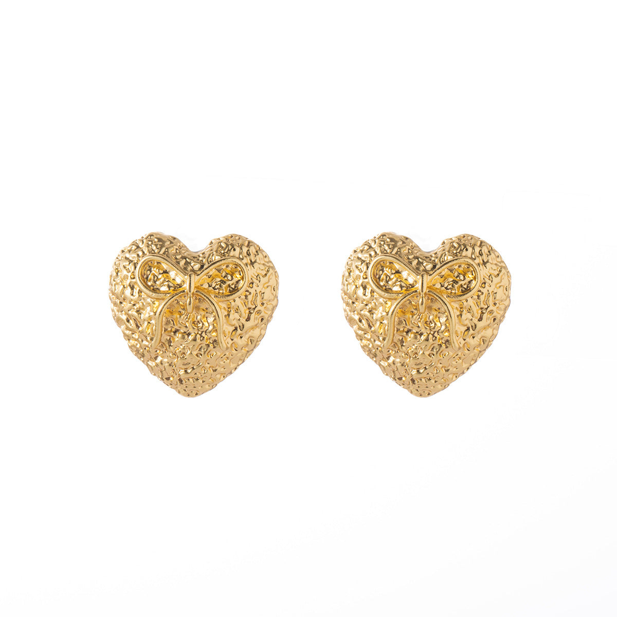 Wholesale Silver Needle Heart Bow Earrings