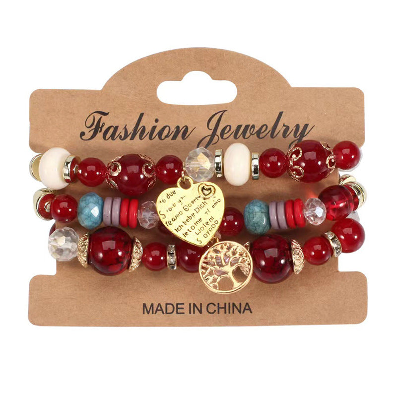 Wholesale Bohemian Elastic Multi-layer Colorful Beaded Love Bracelet ACC-BT-FengLi002