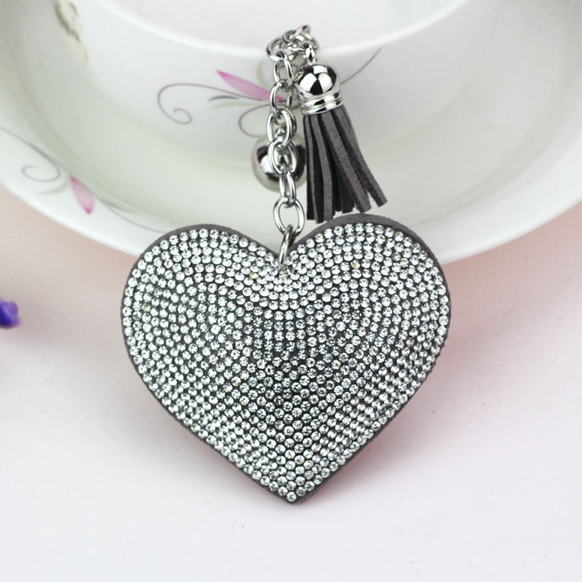 Wholesale 12pcs Heart Shape Hot Diamond Leather Keychain ACC-KC-DC001