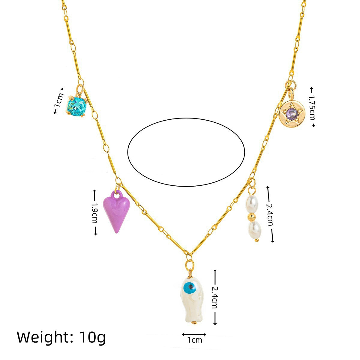 Wholesale Clavicle chain love five-pointed star blue pendant necklace