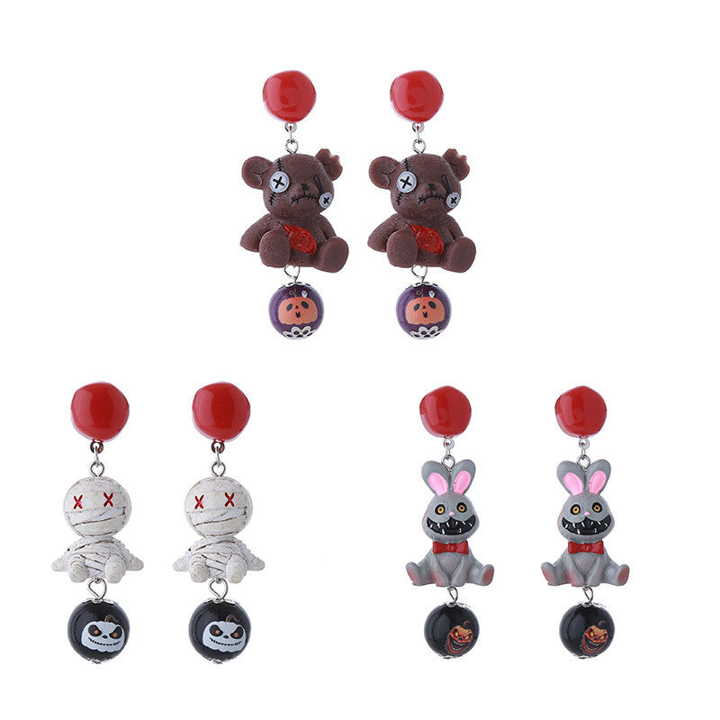 Wholesale Dark  Mummy Bear Earrings – Long Dangle Earrings for Women,  Chic Fashion Jewelry Accessory