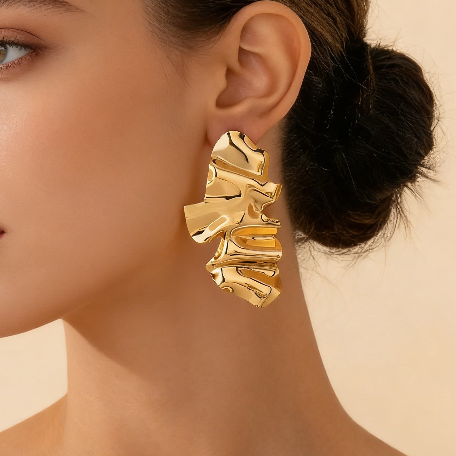 Wholesale Gold Electroplated Metal Irregular Geometric Earrings Trendy Party Gift Everyday Wear
