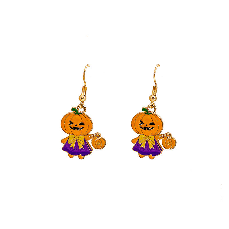 Wholesale Halloween Bat Pumpkin Alloy Earrings ACC-ES-MDD024