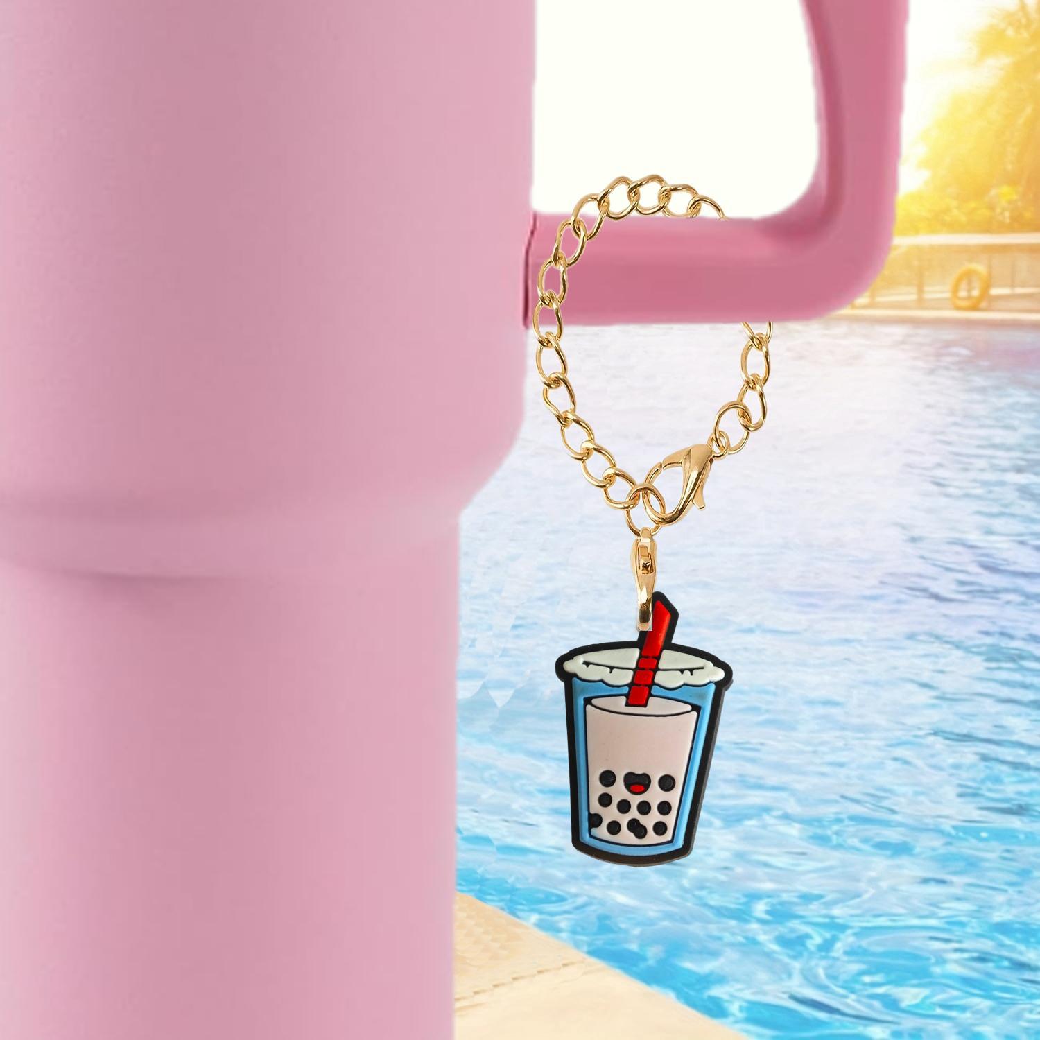 Wholesale Cartoon Milk Tea Cup Soft Rubber Hanging Chain Cup Accessories Chain ACC-CA-XieJi010
