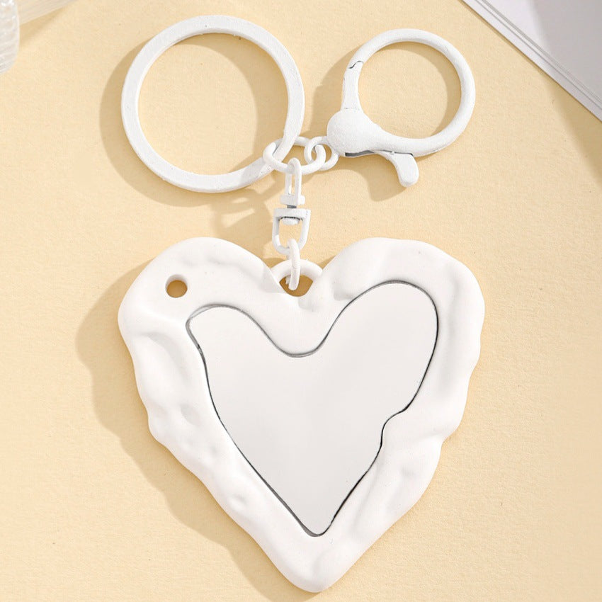 Wholesale sweet and cool acrylic heart mirror keychain pendant