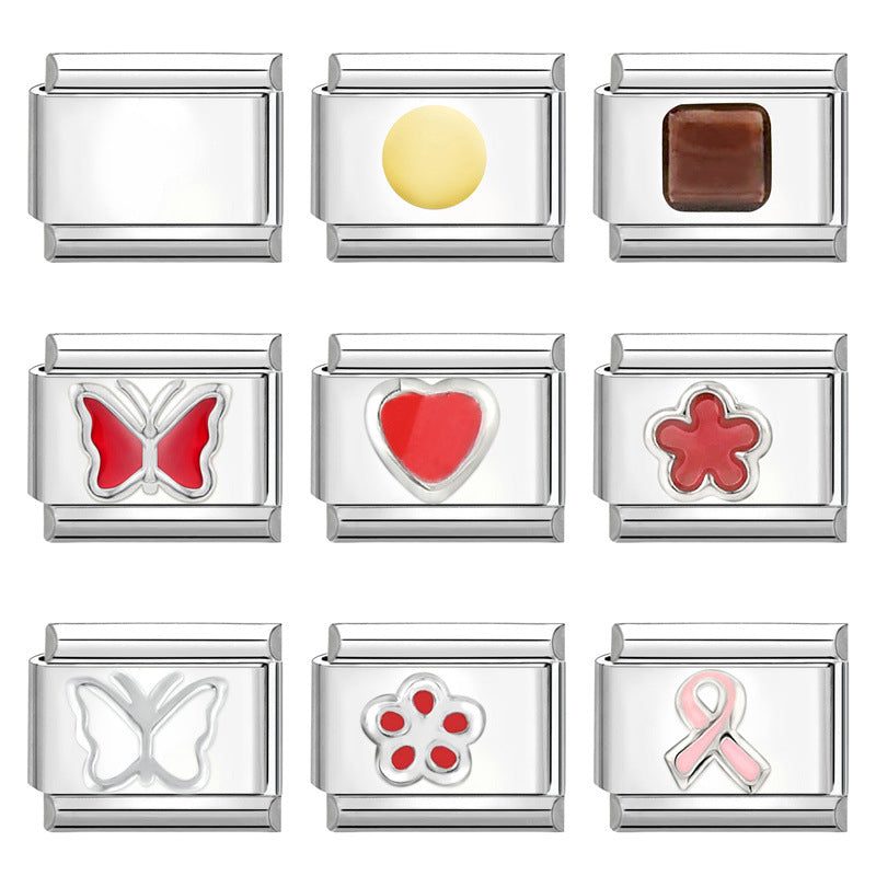 Wholesale Italian Charm Bracelet 9mm DIY Splicing Creative Pattern Titanium Steel Composable Bracelet