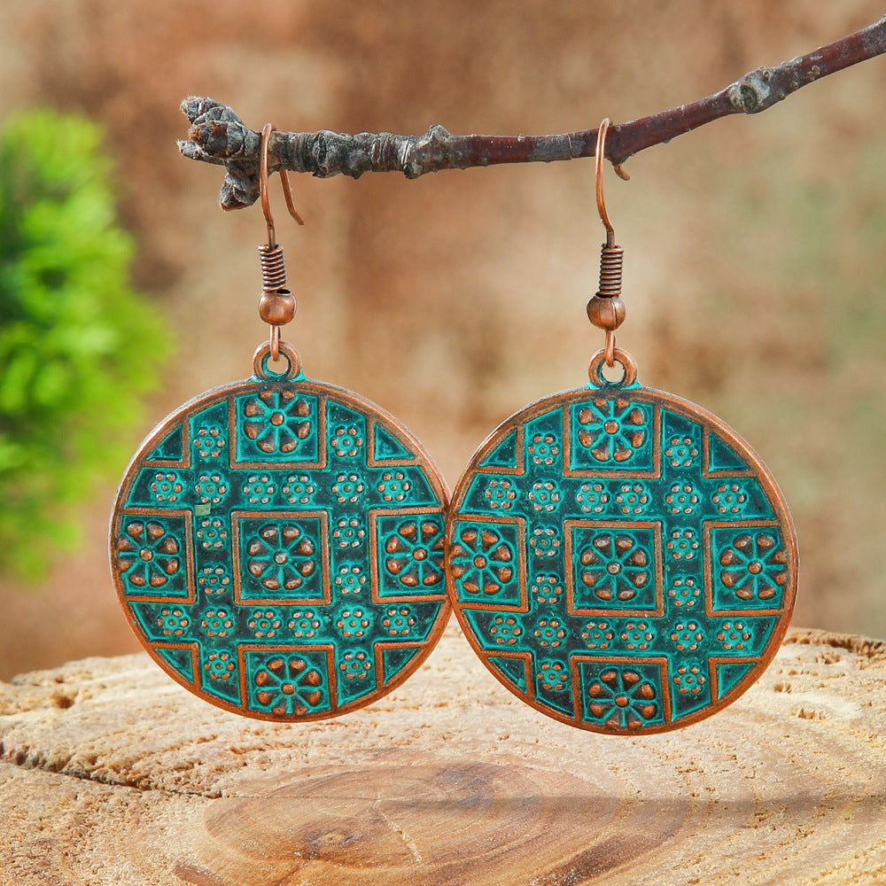 Wholesale Bohemian Hollow Geometric Retro Vintage Alloy Earrings for Everyday Wear or Gift